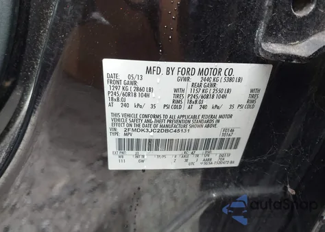 2013 Ford Edge Sel z USA, uszkodzony, nr VIN 2FMDK3JC2DBC45131